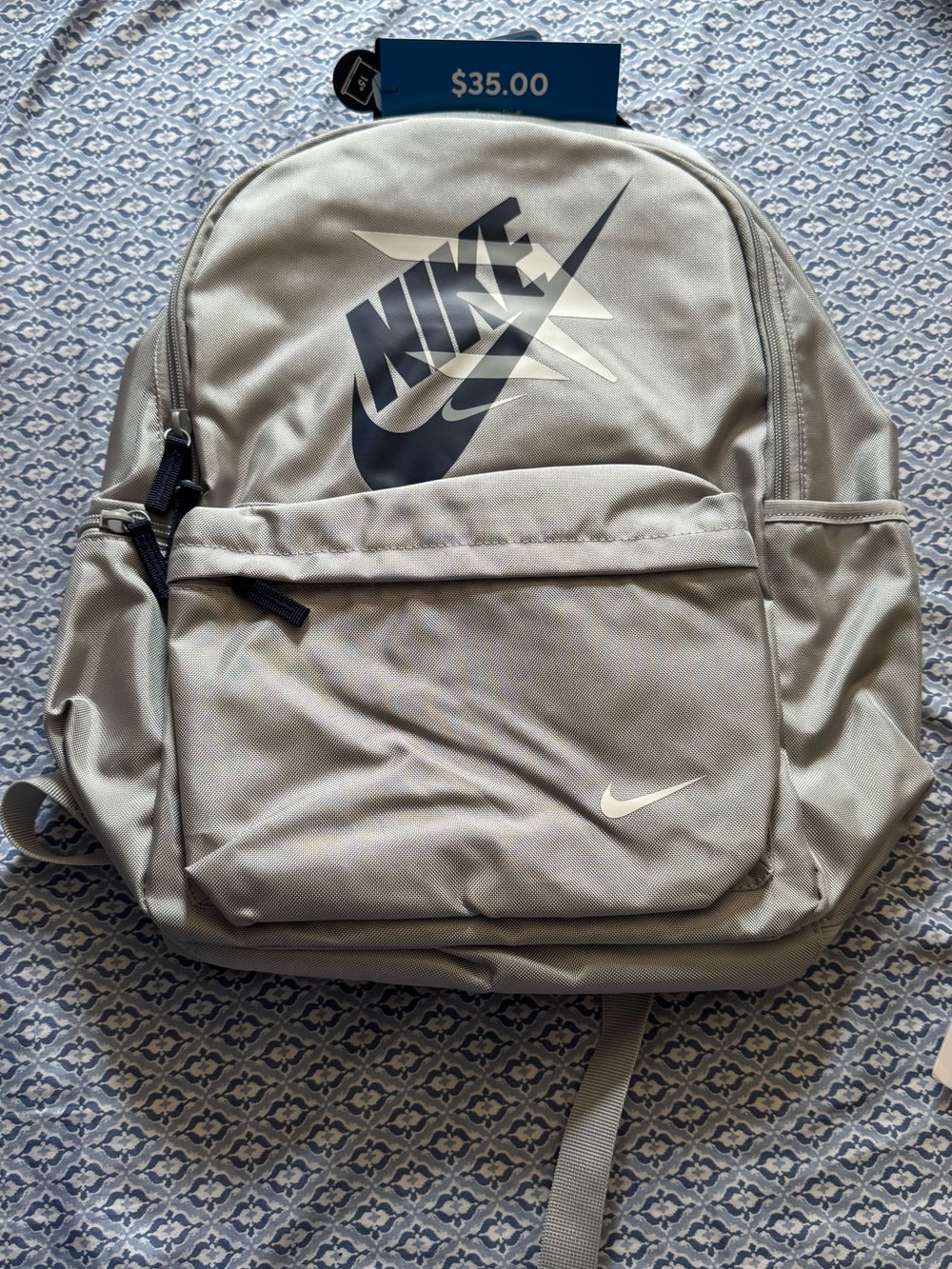 Nike Light Gray Men's Backpack with Black Logo